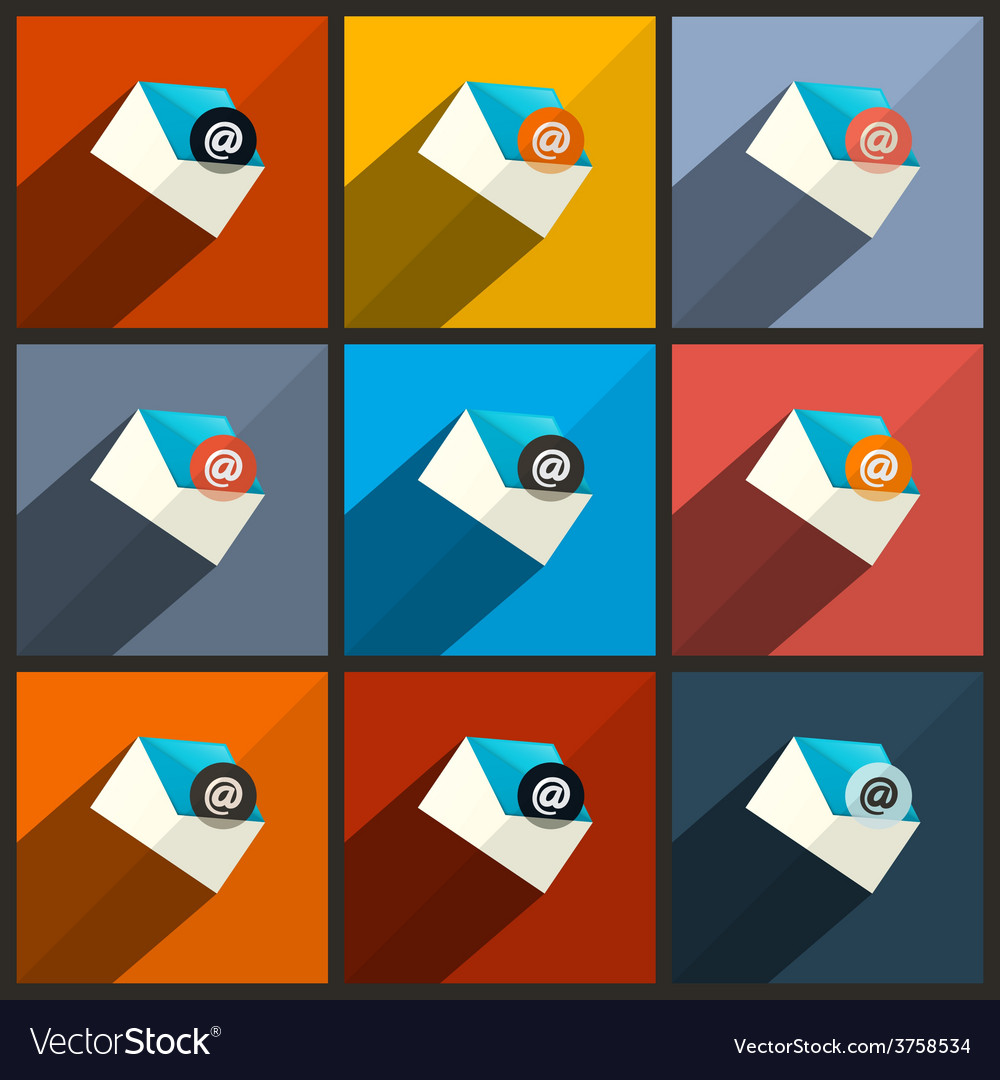 Flat design ui email icons set