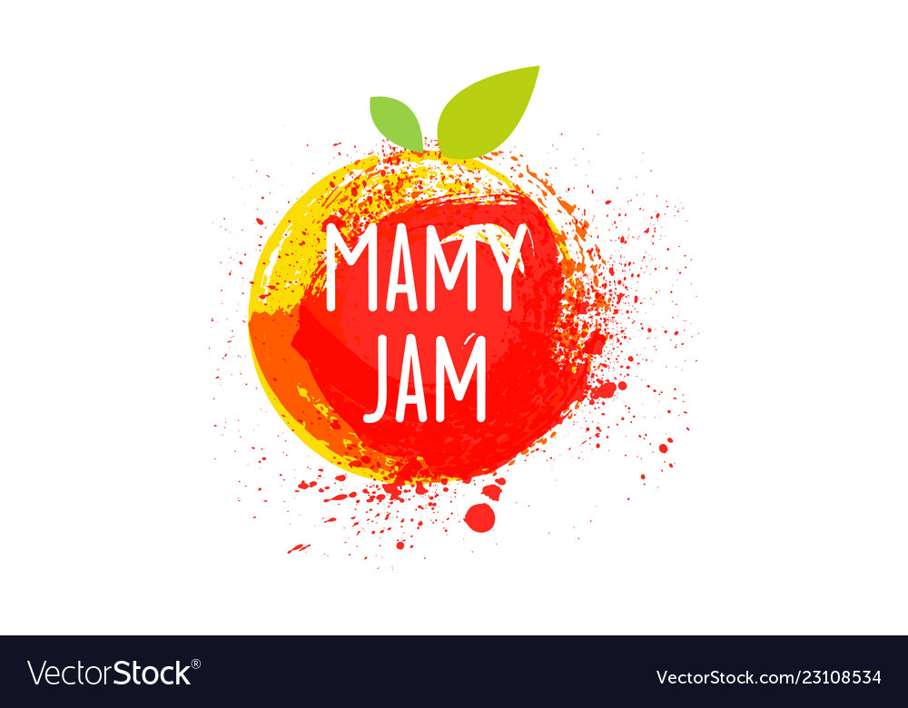 Jam logo and emblem fresh fruits splashes