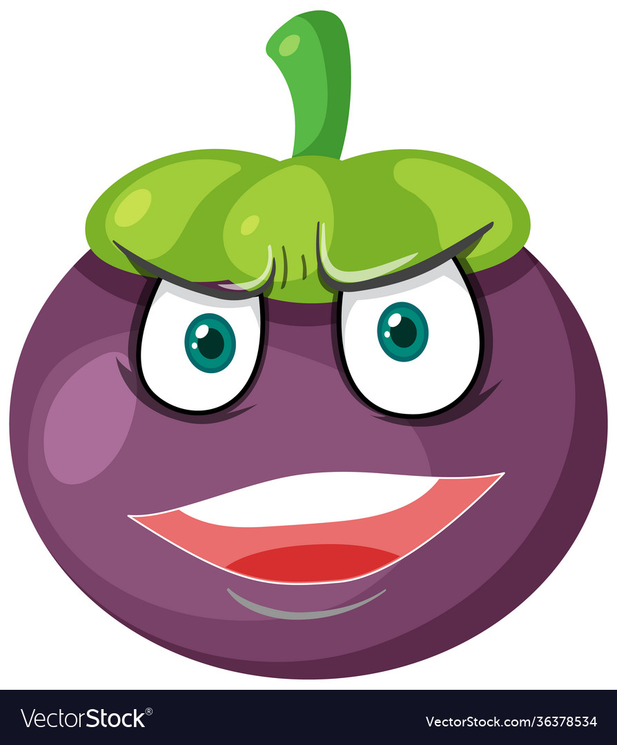 Mangosteen cartoon character with angry face