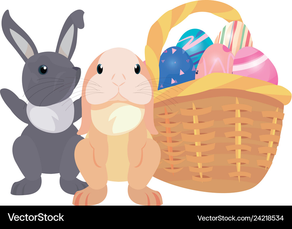 Rabbits eggs easter Royalty Free Vector Image - VectorStock
