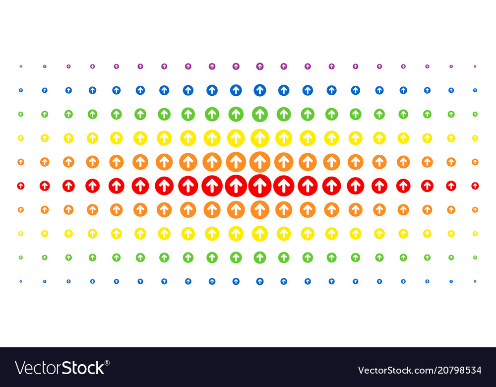 Rounded arrow spectrum halftone pattern