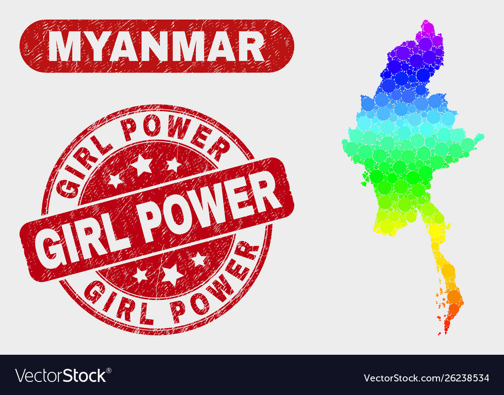 Spectral Mosaik myanmar Karte und Dreck Mädchen