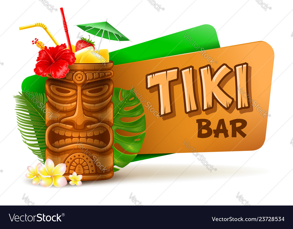 Tiki Bar Label With Cocktail Royalty Free Vector Image 5309