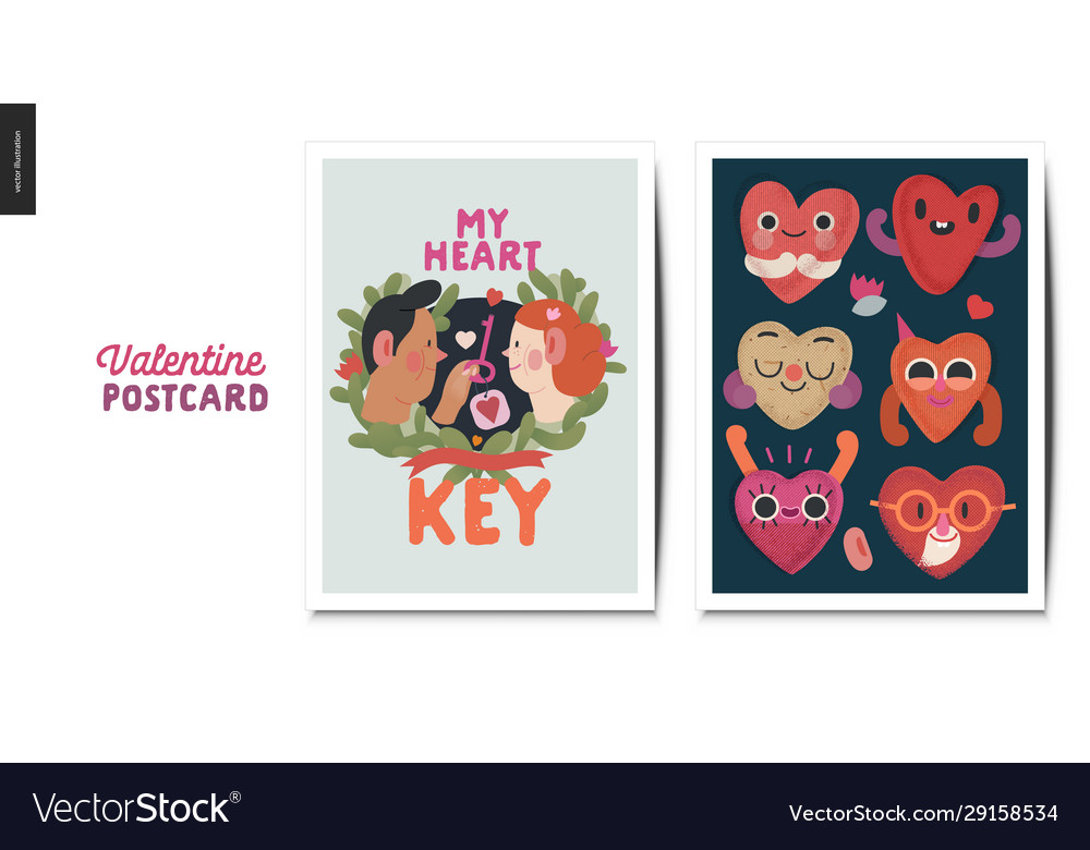 Valentines postcards - valentine graphics vector image Valentines postcards - valentine graphics
