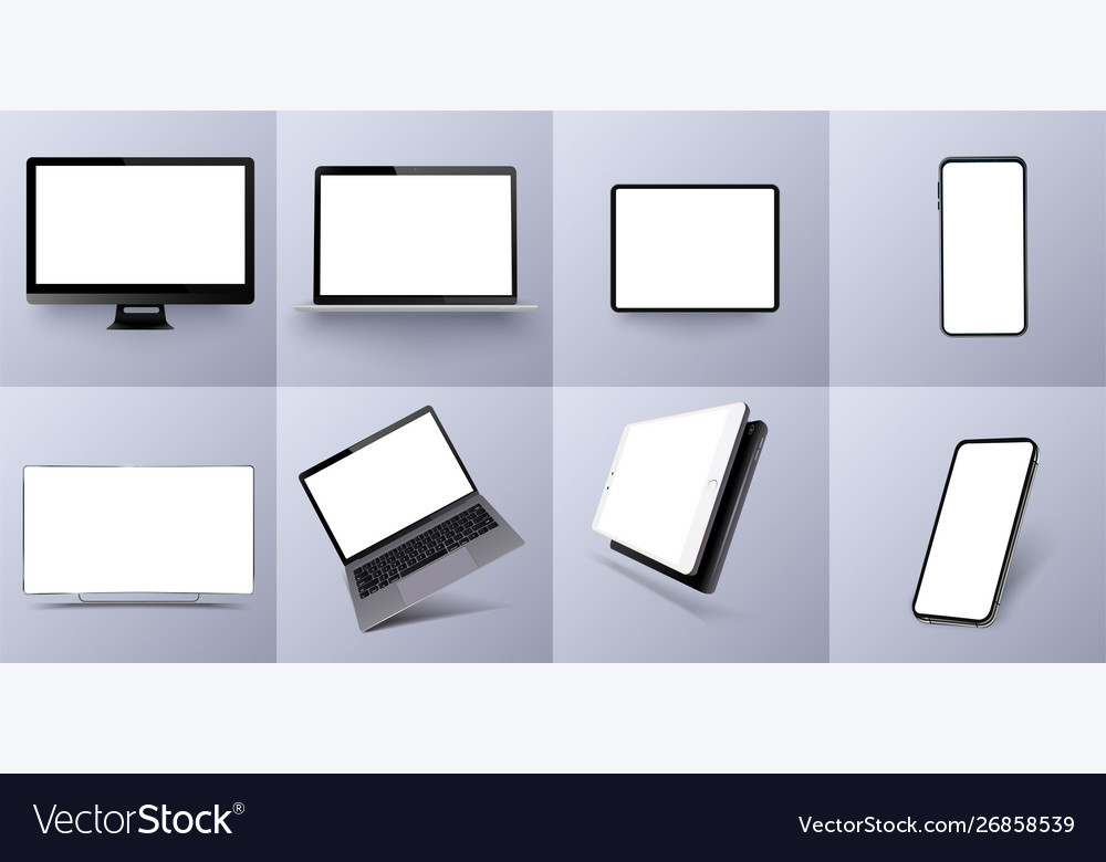 3d isometric set device smartphone pc laptop Vector Image