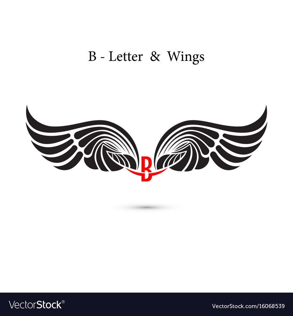 B-letter Sign And Angel Wingsmonogram Wing Logo Vector Image