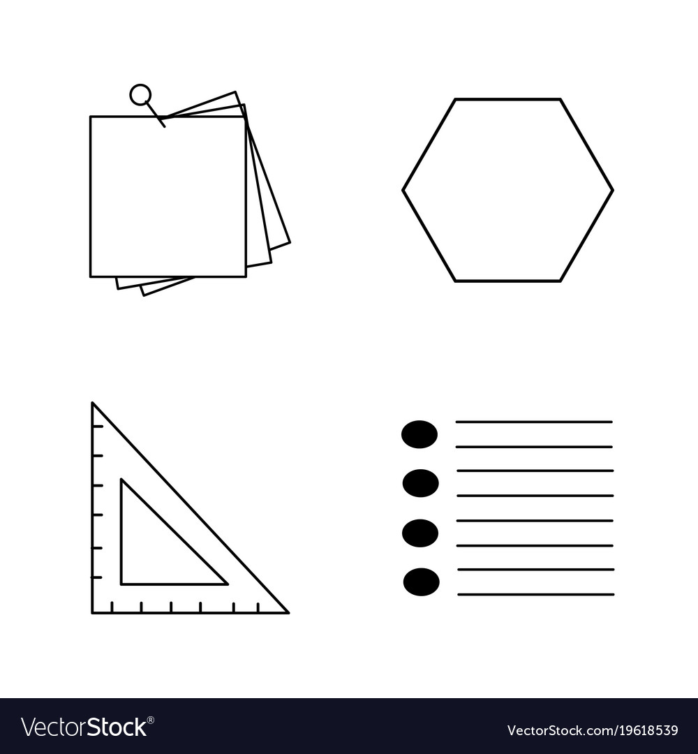 Basic content linear outline icon set