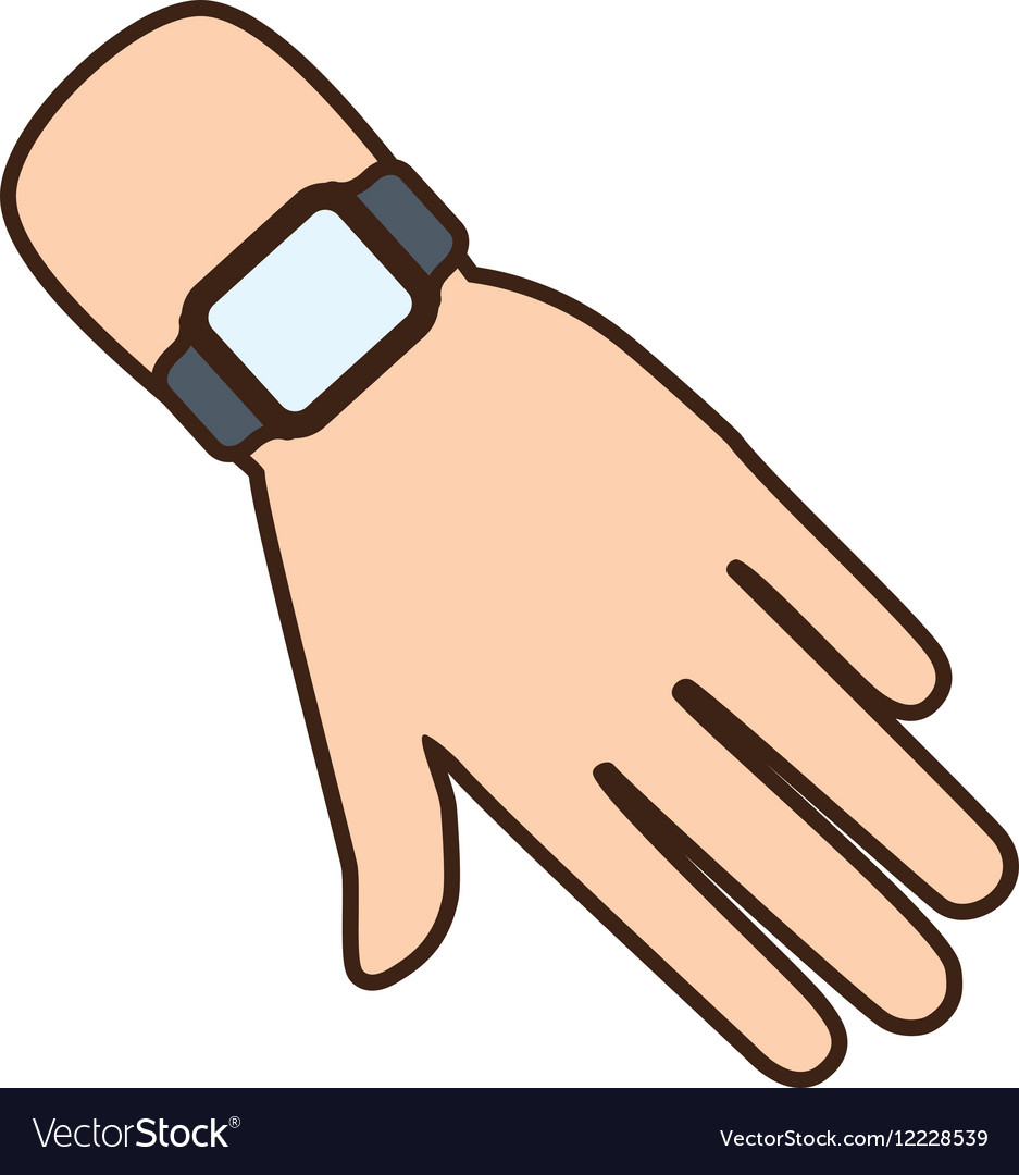 Cartoon hand with smart watch trendy wearable Vector Image Cartoon hand with smart watch trendy wearable Vector Image