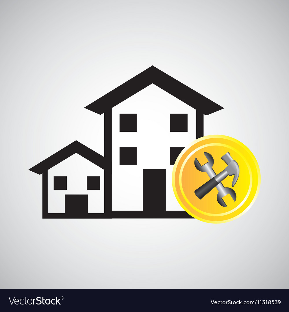 Construction remodel hammer and wrench icon