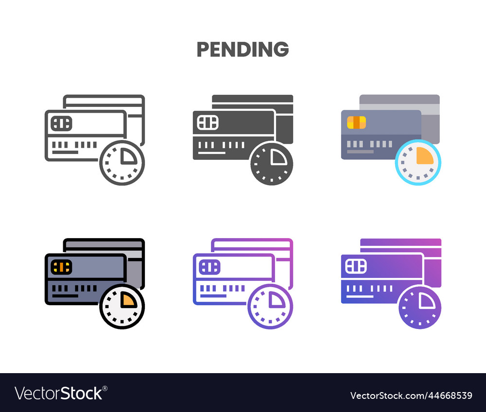 Credit card pending icon set different styles