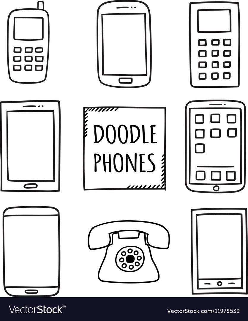 Doodle phones set old modern smartphones