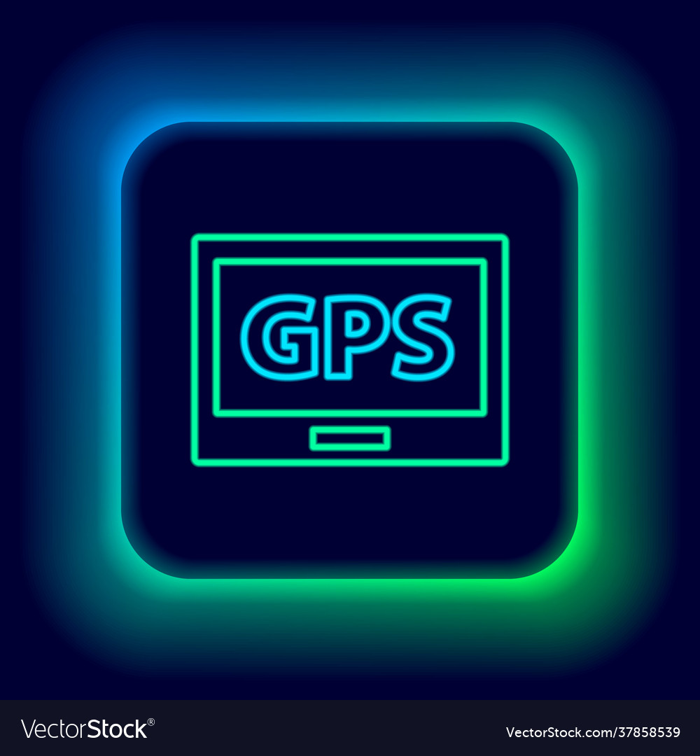 Glowing neon line gps device with map icon Vector Image Glowing neon line gps device with map icon