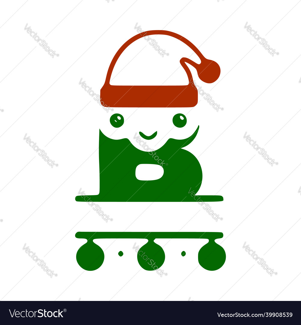 Letter B Cute Christmas Character Name Monogram Vector Image