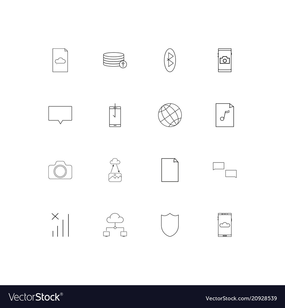 Network and database linear thin icons set