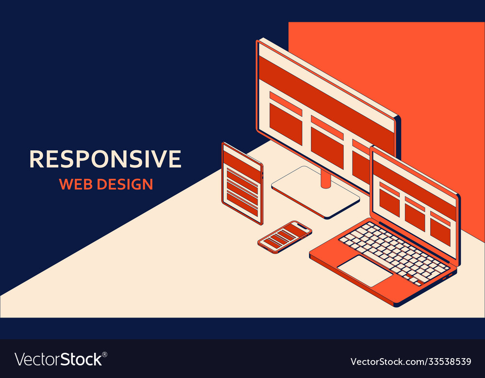 Responsive web design tablet laptop computer vector image Responsive web design tablet laptop computer