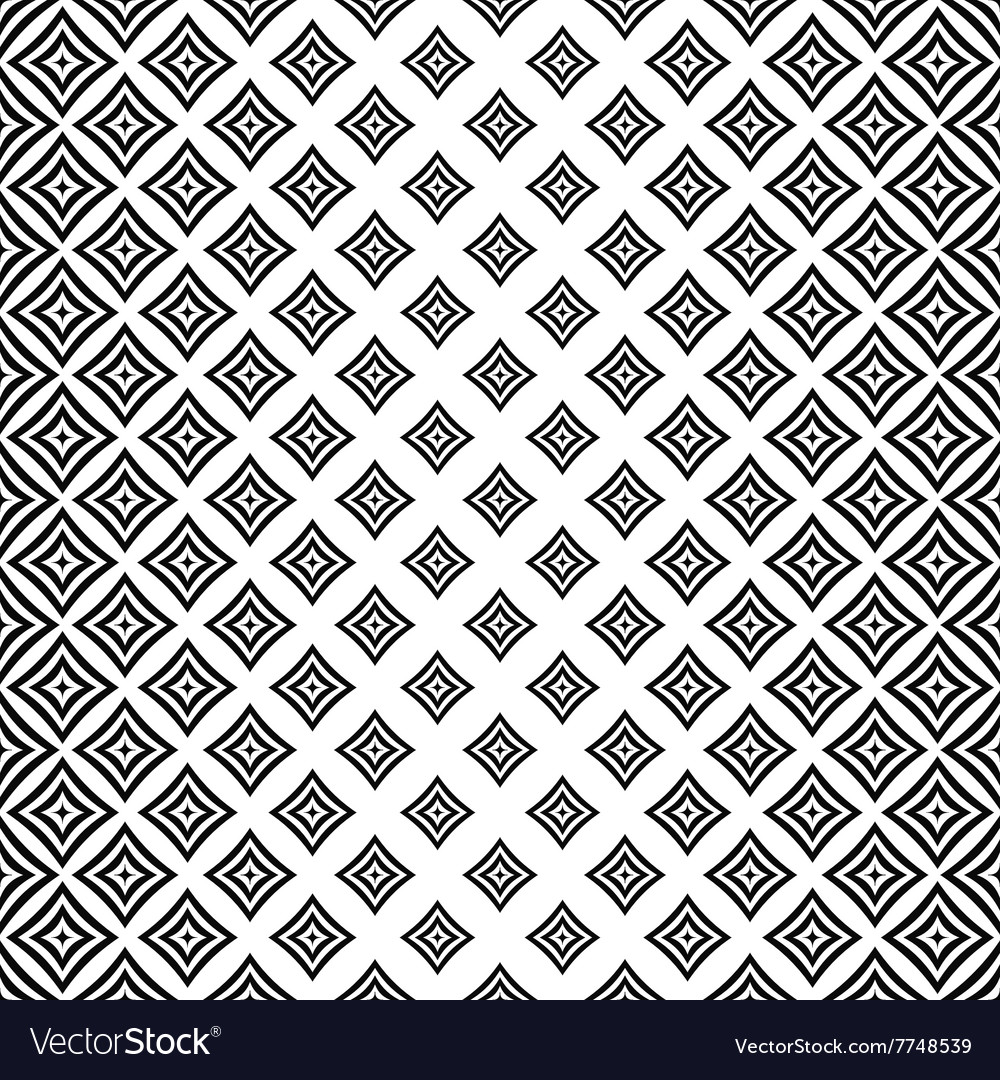 Seamless monochrome angular curved square pattern