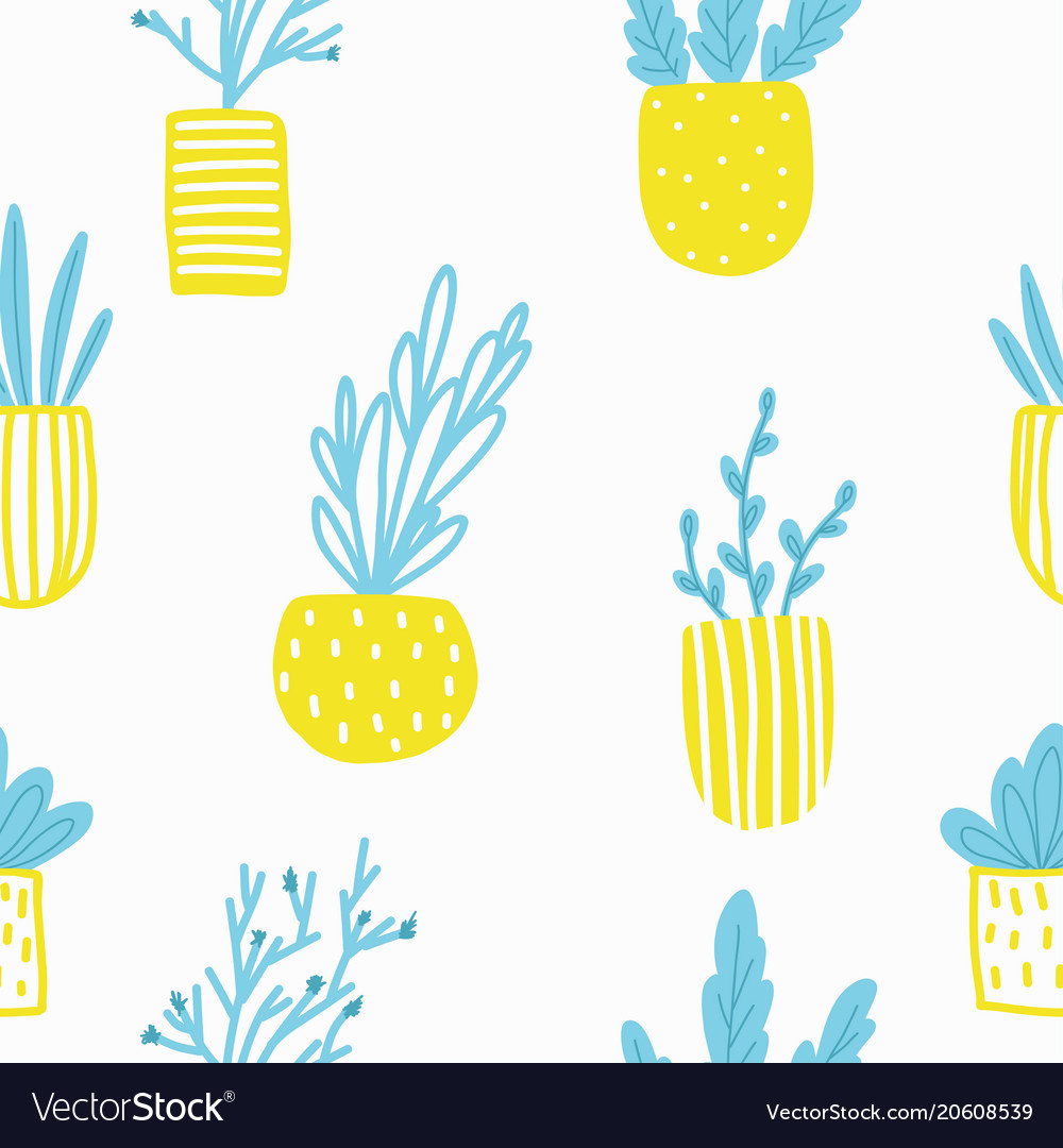 Nahtloses Muster mit Blumen in Töpfen vector image Nahtloses Muster mit Blumen in Töpfen