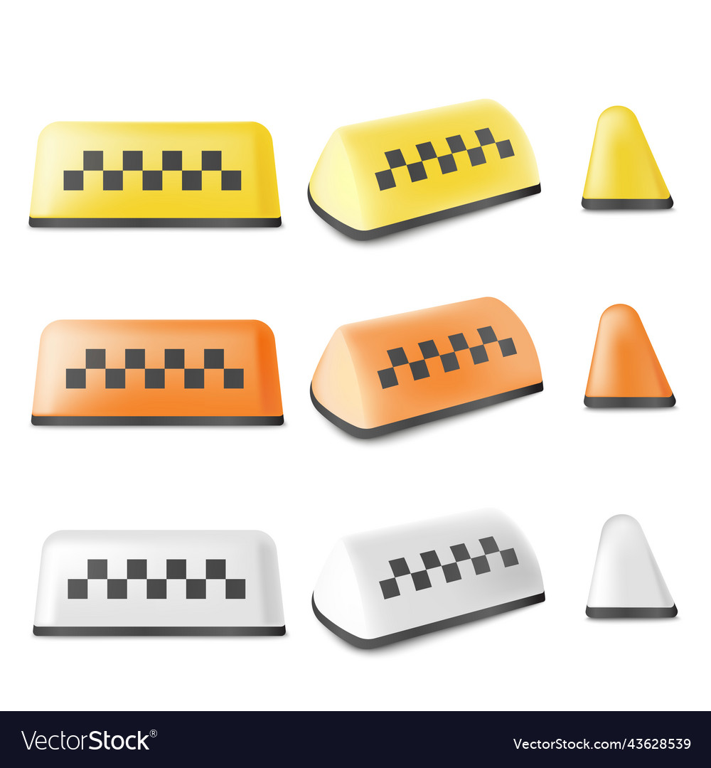 Set of realistic taxi roof signs