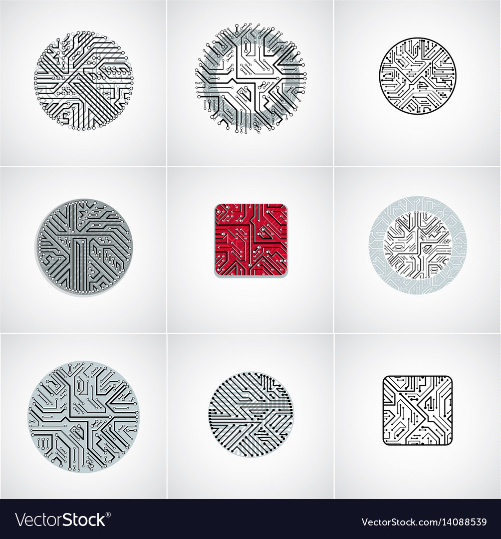 Set of technology cpu designs with square