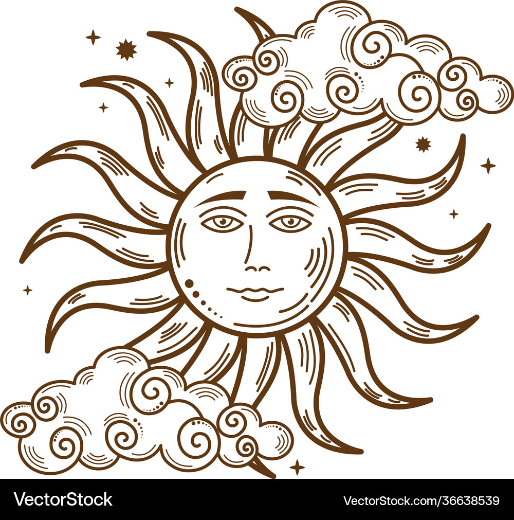 Sun and clouds Royalty Free Vector Image - VectorStock