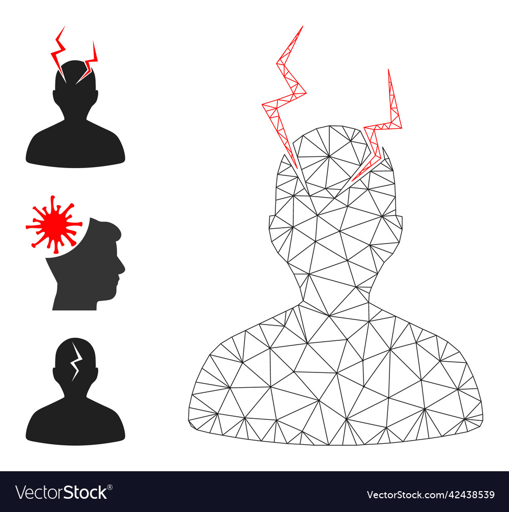 Web net head migrain sick icon and source Vector Image Web net head migrain sick icon and source