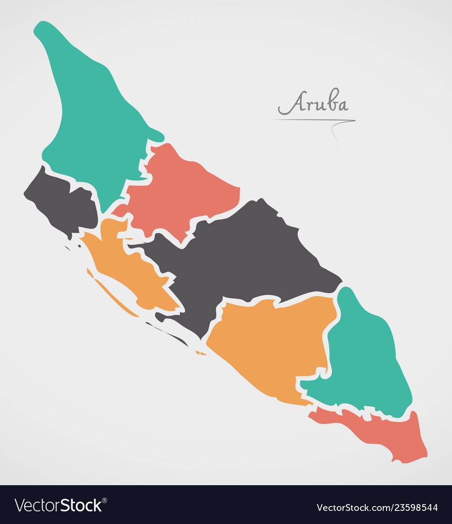 Aruba map with states and modern round shapes Vector Image