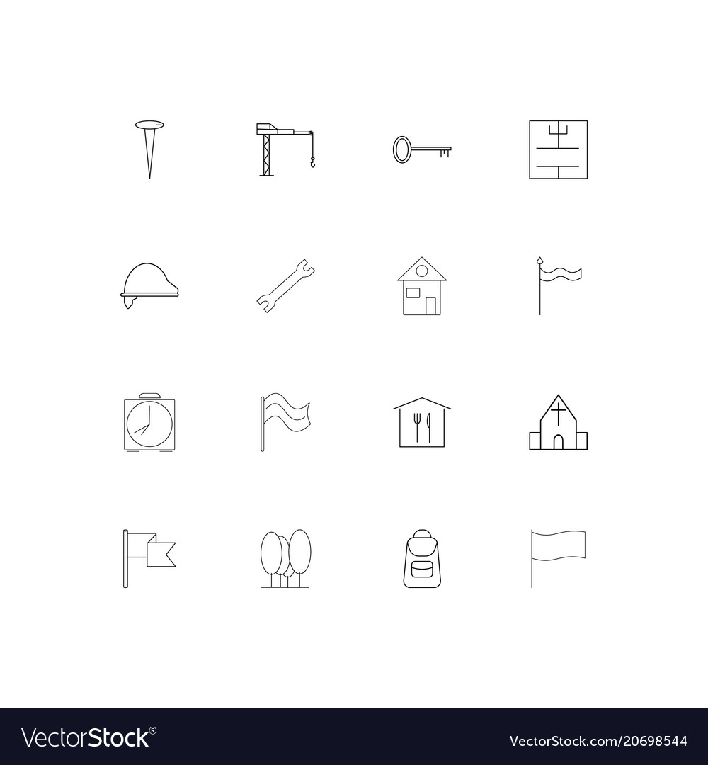 Buildings and constructions simple linear icons