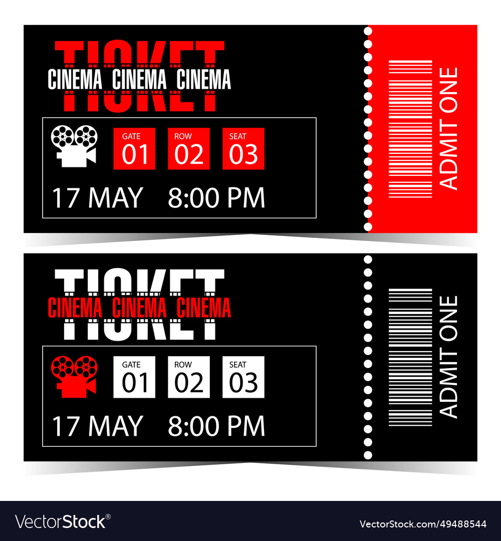 Cinema ticket in modern style Royalty Free Vector Image