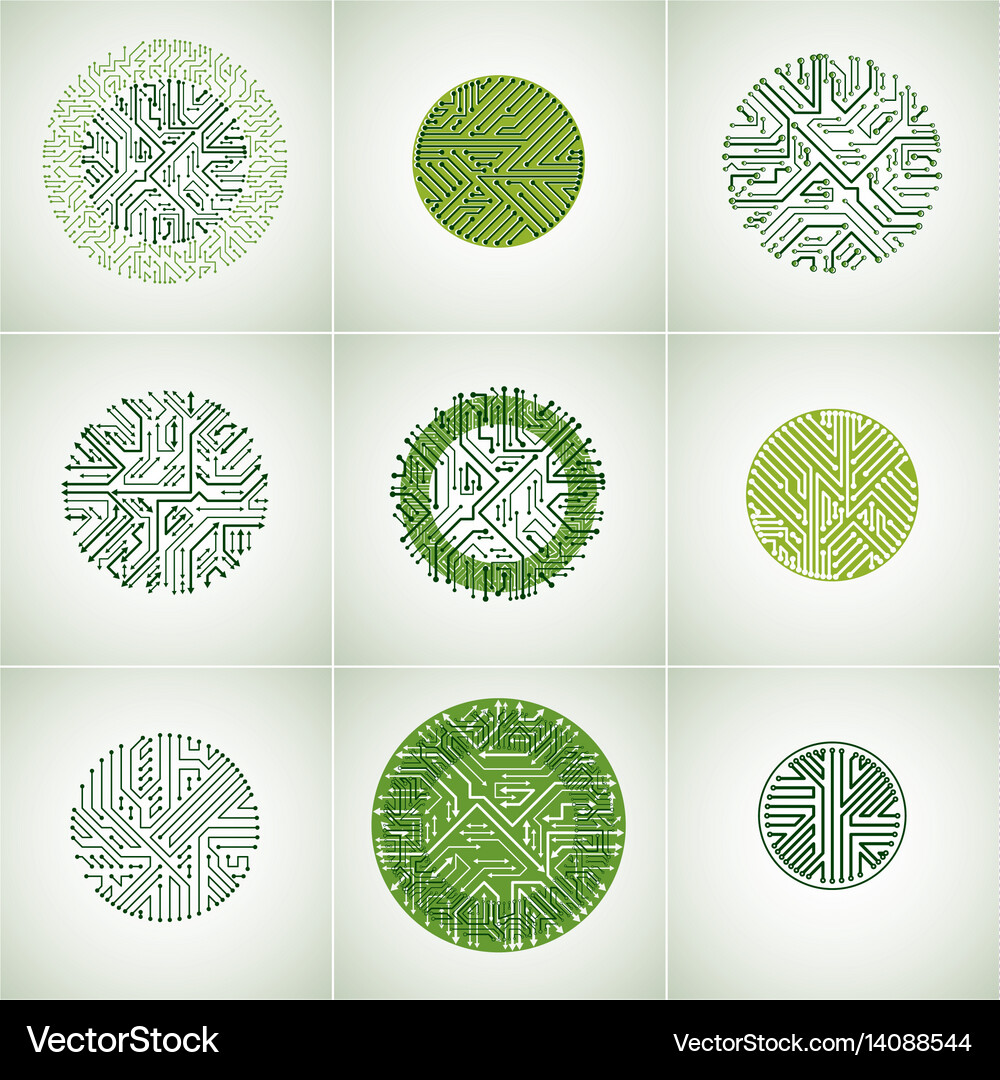 Circuit board circles digital technologies Vector Image