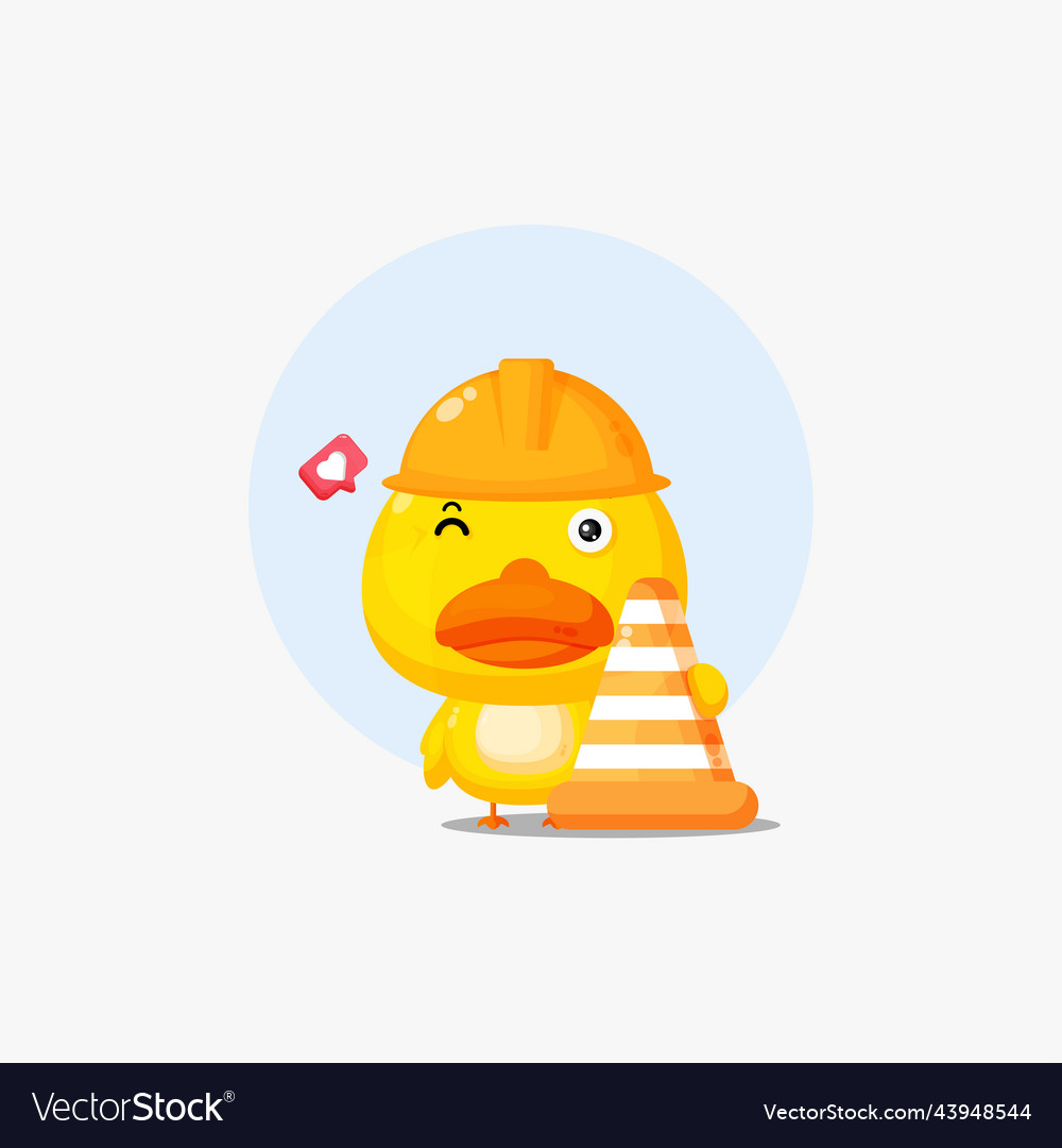 Cute duck working in construction Royalty Free Vector Image