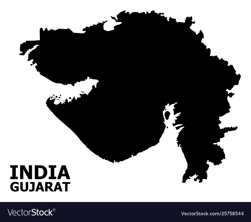 Flat map gujarat state with caption Royalty Free Vector