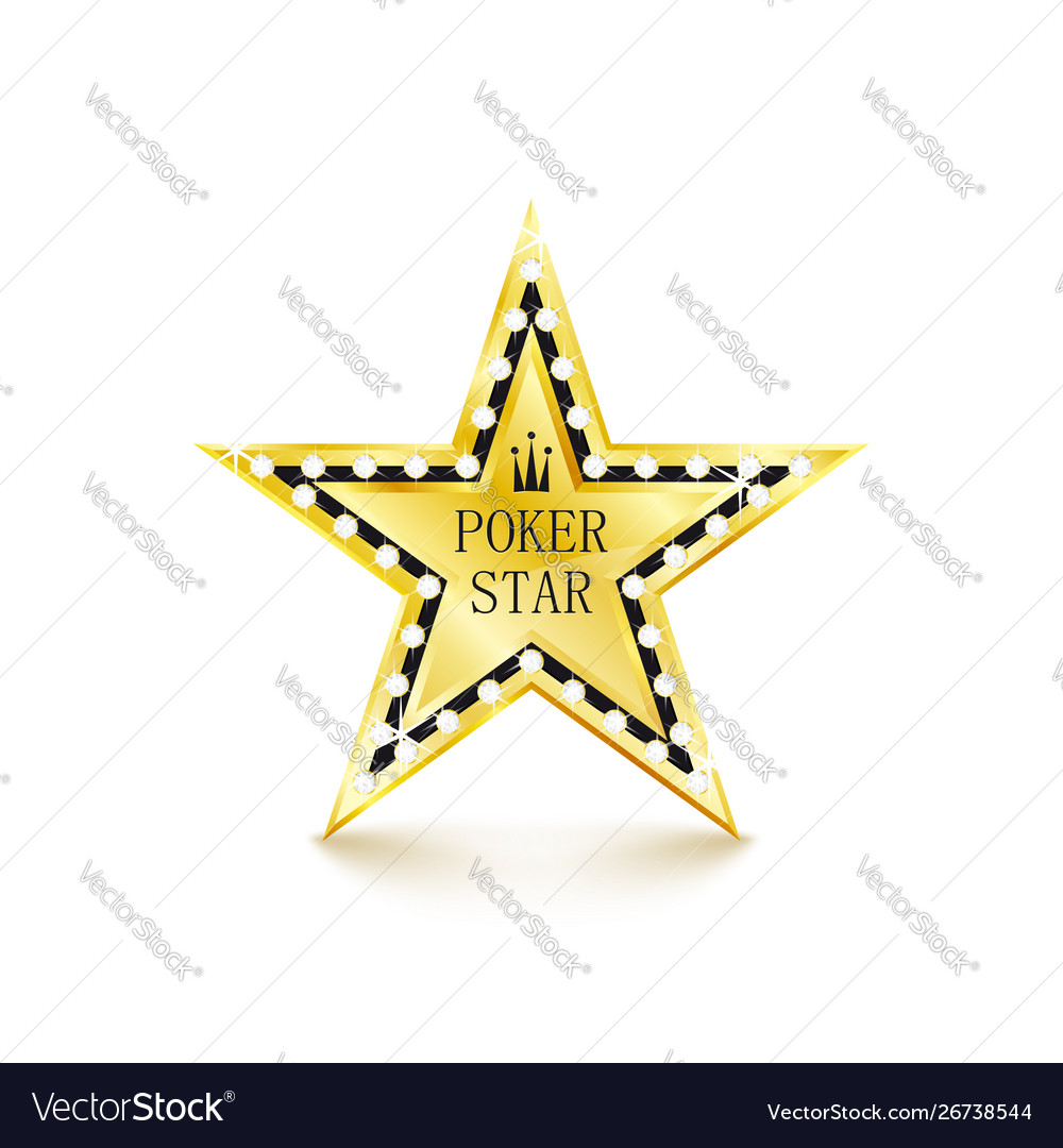 Golden star with diamonds on white background