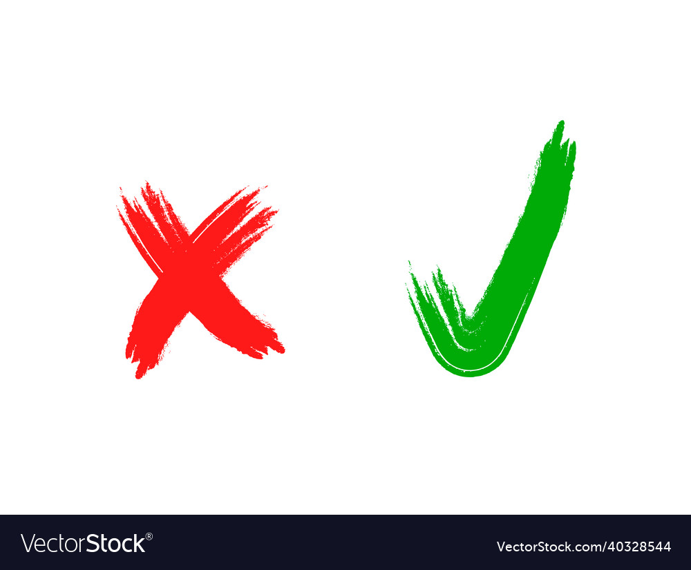 Hand drawn style check and cross marks Vector Image Hand drawn style check and cross marks