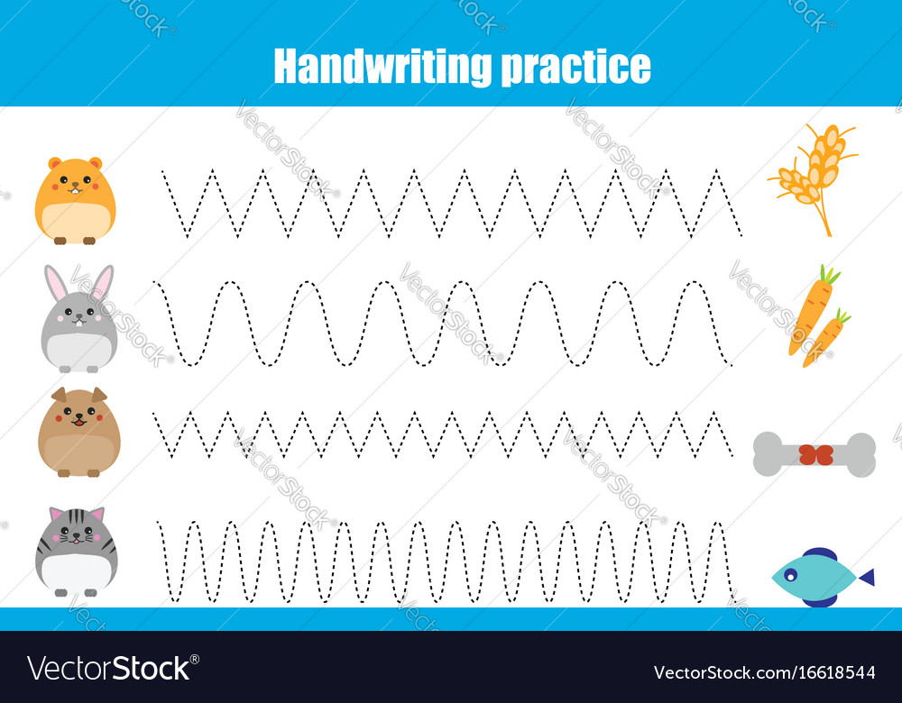 Handwriting practice sheet educational children Vector Image