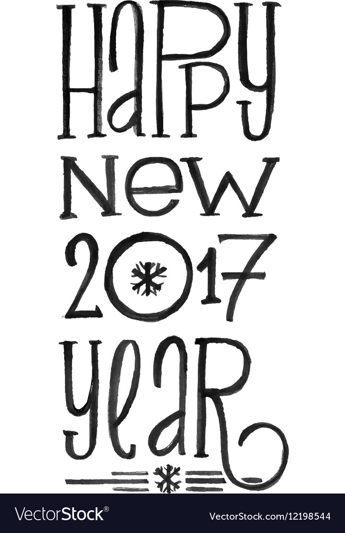 Happy New Year Retro Poster Black Royalty Free Vector Image