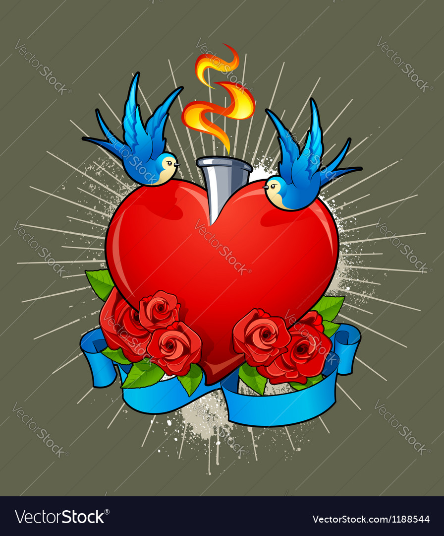 Heart With Birds Royalty Free Vector Image Vectorstock