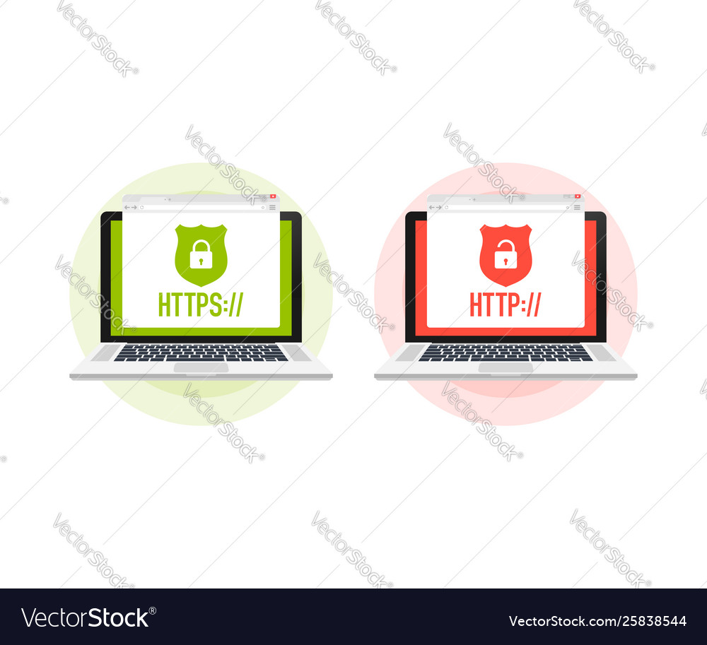 Http and https protocols on shield laptop