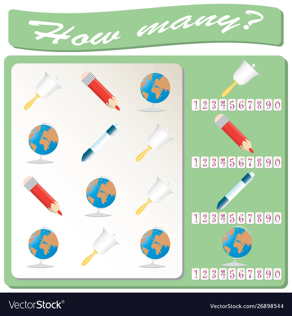 Logical task count and mark number objects vector image Logical task count and mark number objects