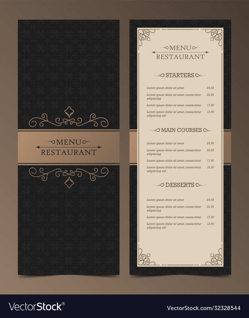 Menu layout with ornamental elements