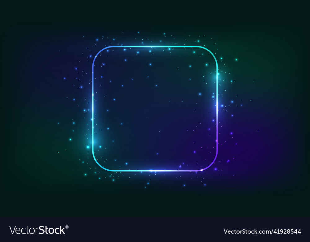 Neon rounded square frame with shining effects Vector Image Neon rounded square frame with shining effects