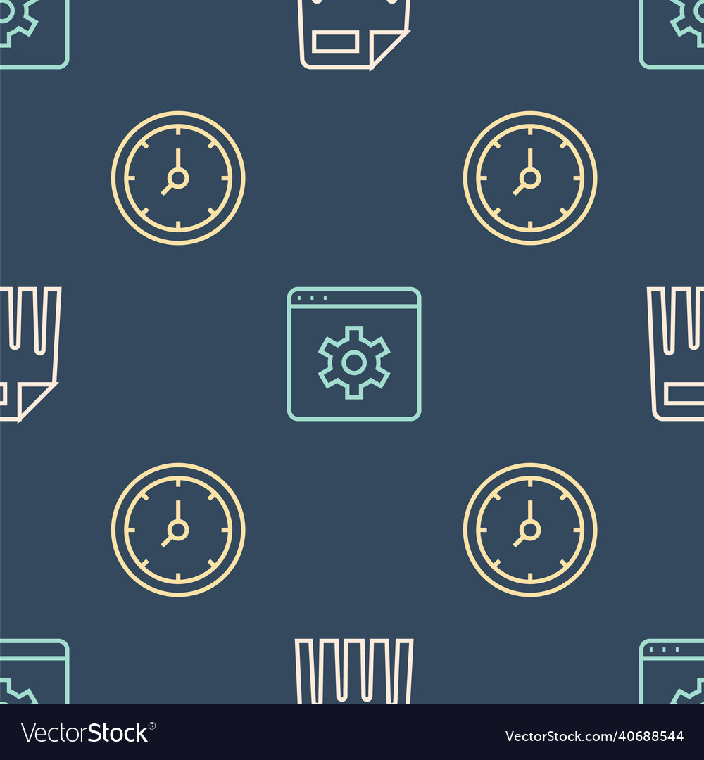 Set line paper shredder clock and browser setting vector image Set line paper shredder clock and browser setting