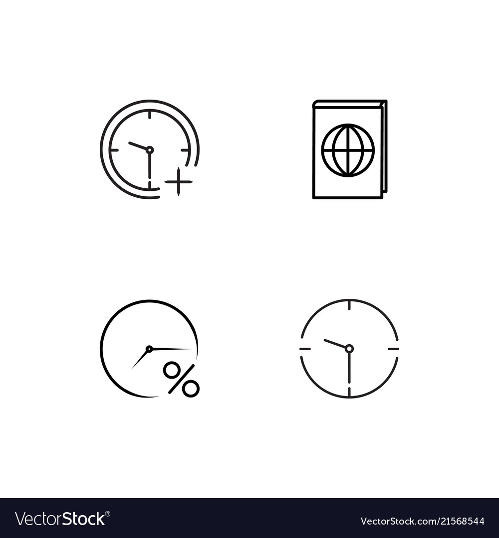 Time linear icons set simple outline