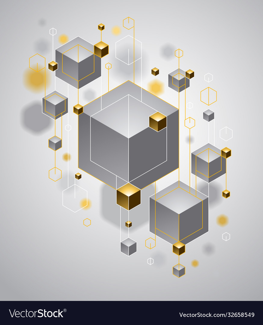 Abstract design with cluster 3d cubes
