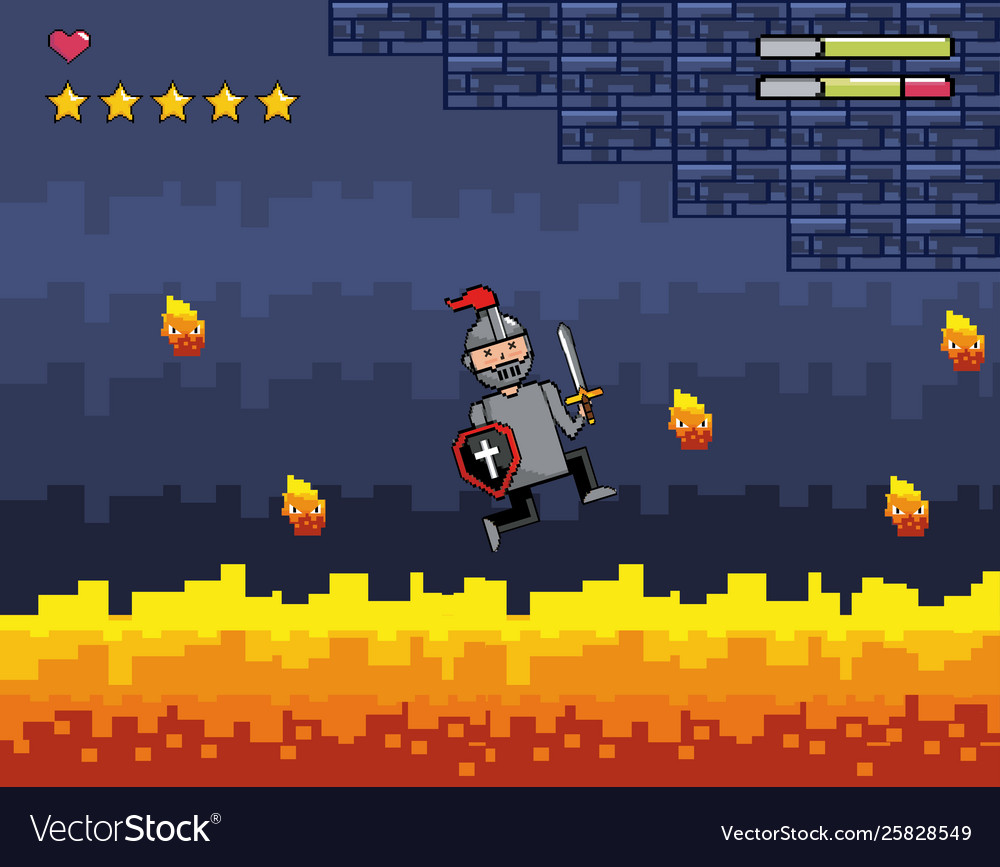 Arcade game world and pixel scene design
