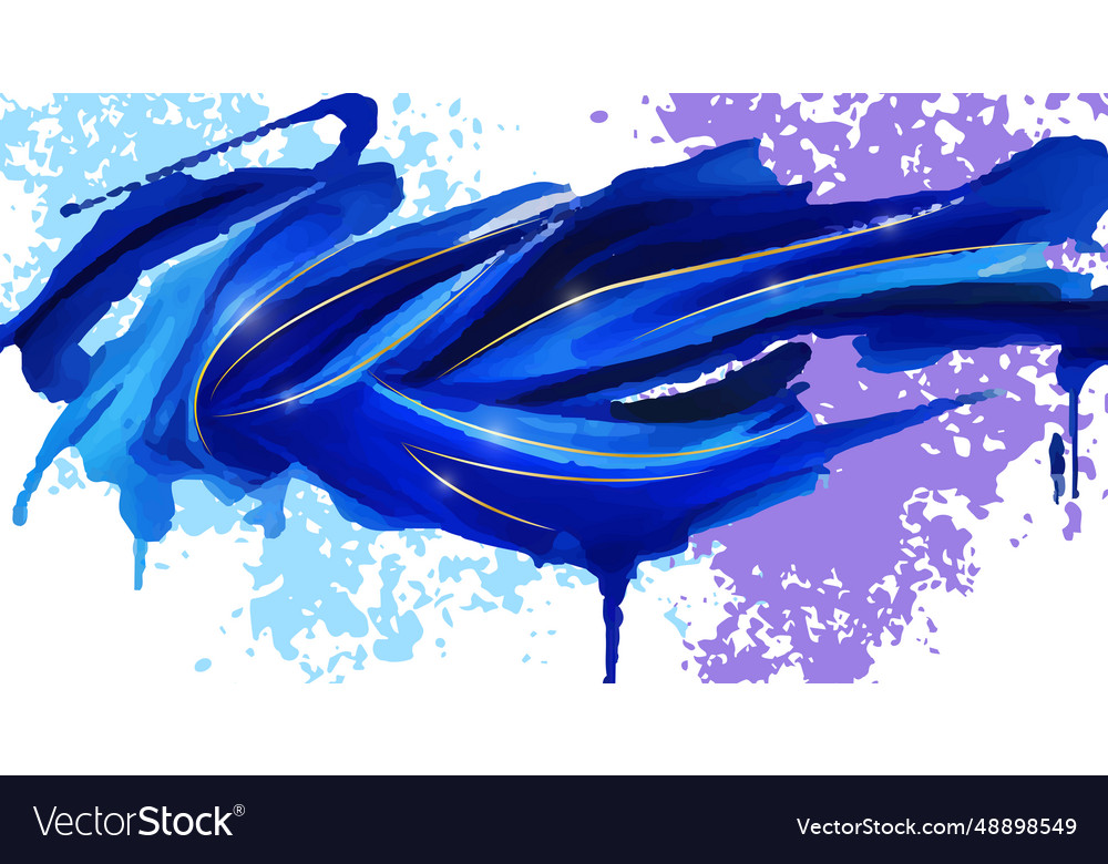 Blue ink brush stroke background banner