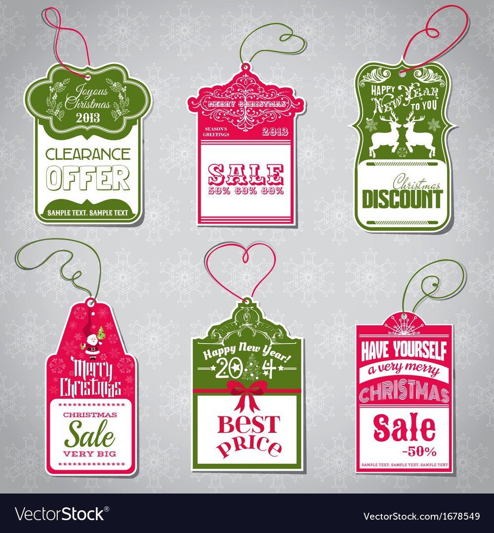 Christmas sale tags Royalty Free Vector Image - VectorStock