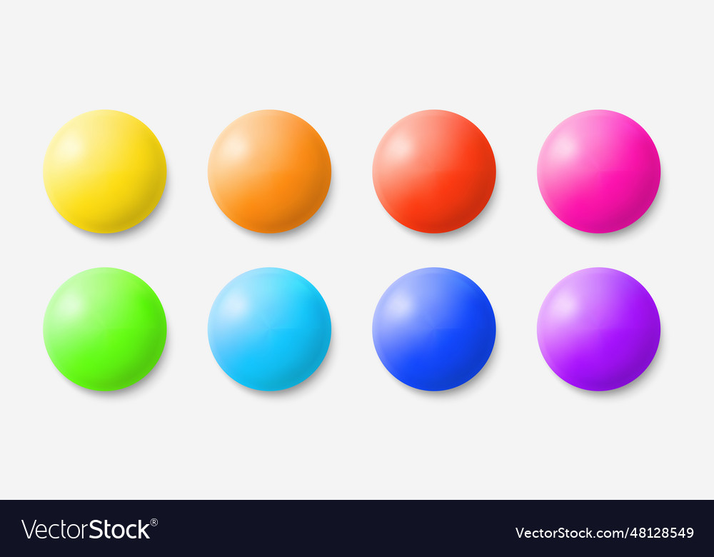 Collection of colorful circle buttons 3d empty Vector Image