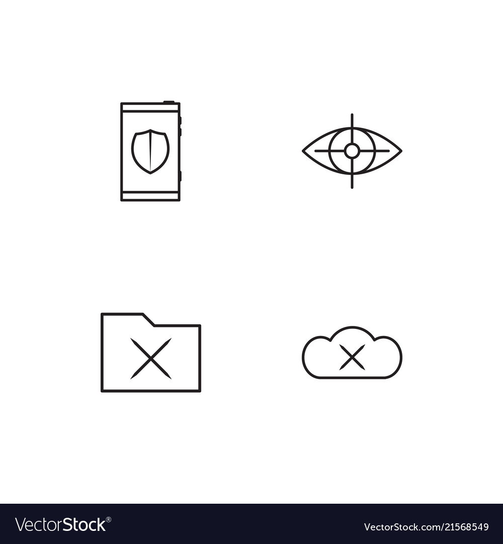 Cyber security linear icons set simple outline