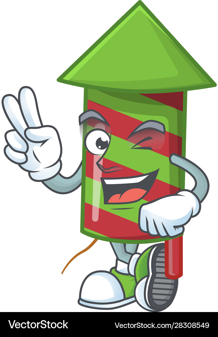 Green Stripes Fireworks Rocket Character Cartoon Vector Image