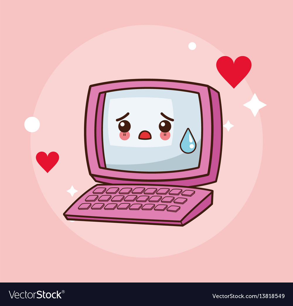 Kawaii computer cry image